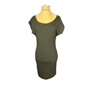 Paris Short Sleeve Black Dress Pockets Exposed Zipper Career Casual LBD Size S